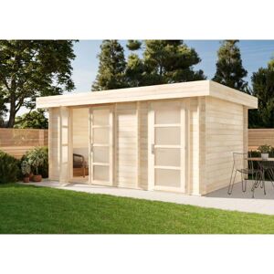 ALPHOLZ Carlsson Gartenhaus Modern-E aus Holz Gartenhütte fsc zertifiziert Geräteschuppen, 44 mm Wandstärke, Imprägnierung (Pinie) - Naturbelassen