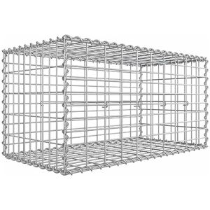 SONGMICS Gabionenkorb,100 x 50 x 50 cm, Metall-Steinkorb mit 5 x 10 cm Maschenweite für Mauersteine, verzinkt, Steingabione Mauer, silber GGB155 - Silbern