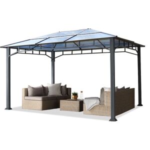 INTENT24 Gartenpavillon 3x4 m Aluminium Gestänge Polycarbonat Dach 8mm Pavillon Gartenzelt ohne Seitenteile - loft grey