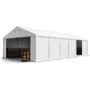 INTENT24 Stabiles Lagerzelt Zelthalle 6 x 12 m feuersicher in weiß pvc 1400 n wasserdicht Weidezelt 2,60m Höhe - weiß