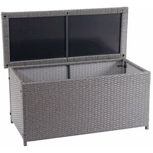 HHG - neuwertig] Poly-Rattan Kissenbox 570, Gartentruhe Auflagenbox Truhe Basic grau, 63x135x52cm 320l - grey