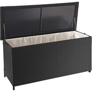 HHG - Poly-Rattan Kissenbox 570, Gartentruhe Auflagenbox Truhe Premium schwarz, 63x135x52cm 320l - black