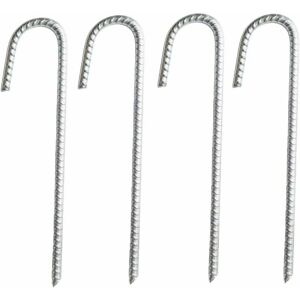 TOVBMUP Robuste J-Rebar-Ankerpfähle aus verzinktem Stahl – für Festzelte, Lauben, Schlösser, Zelte, Trampoline, Springen, Camping, Fußballnetze – 4er-Pack