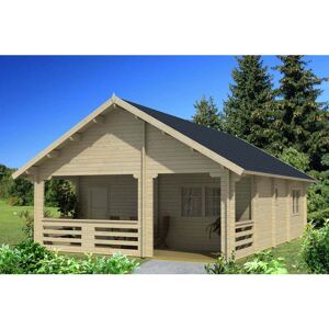 TENEKAUBANDUS Blockhaus Modell Europa 70 mit Schlafboden Blockhaus aus Holz, Holzhaus mit 70 mm Wandstärke inklusive Terrasse inklusive Schlafboden,