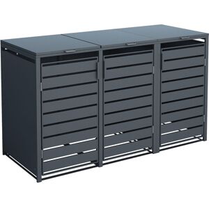 Mülltonnenbox 3-fach mit Deckel anthrazit 200 x 80 x 116 cm (b x t x h) - Westmann