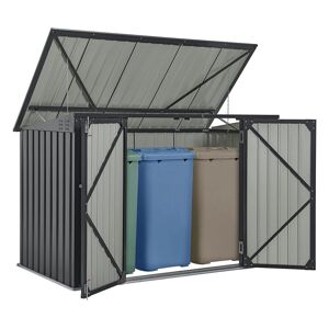 Juskys 3er Mülltonnenbox Namur 3 X 120 Liter Tonnen - 2m² - 2 Türen - Metall - Akzeptabel Grau 2 m²