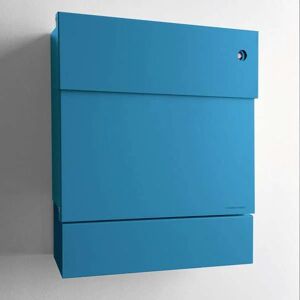 Radius Design Letterman 5 Briefkasten ohne Pfosten   mit Klingel in blau   blau (RAL 5012)