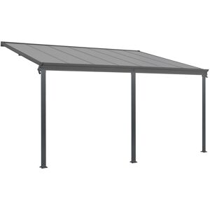 Juskys Terrassendach Borneo 5,5 x 3 m Aluminium mit Doppelstegplatten Terrassenüberdachung Dunkelgrau