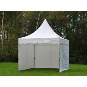 Dancover Faltzelt Faltpavillon Wasserdicht FleXtents PRO Peak Pagoda 4x4m Weiß, mit 4 Seitenwänden