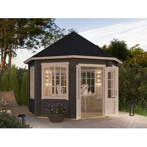 Dancover Holzpavillon Lorraine, achtkantig 3,47x3,47x3,45m, 44mm, Dunkelgrau