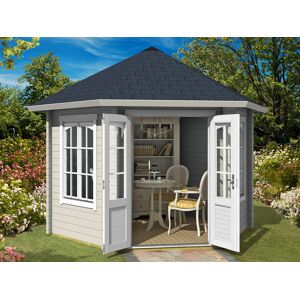 Dancover Holzpavillon Provence, sechskantig 3,5x3,03x3,18m, 44mm, Hellgrau