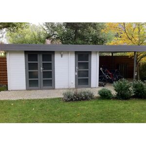 Alpholz Gartenhaus Modern-E mit Schleppdach Ohne Schutz-Imprägnierung:Mit Imprägnierung (Pinie) Wandstärke:44 mm Wandstärke