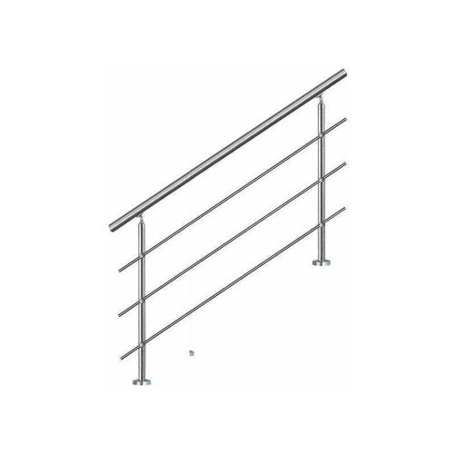 Bc-elec – AHM1203 Treppenhandlauf 120cm, Balkon, Balustrade, Edelstahlgeländer mit 3 Querstäben, flache oder geneigte Montage – Grau