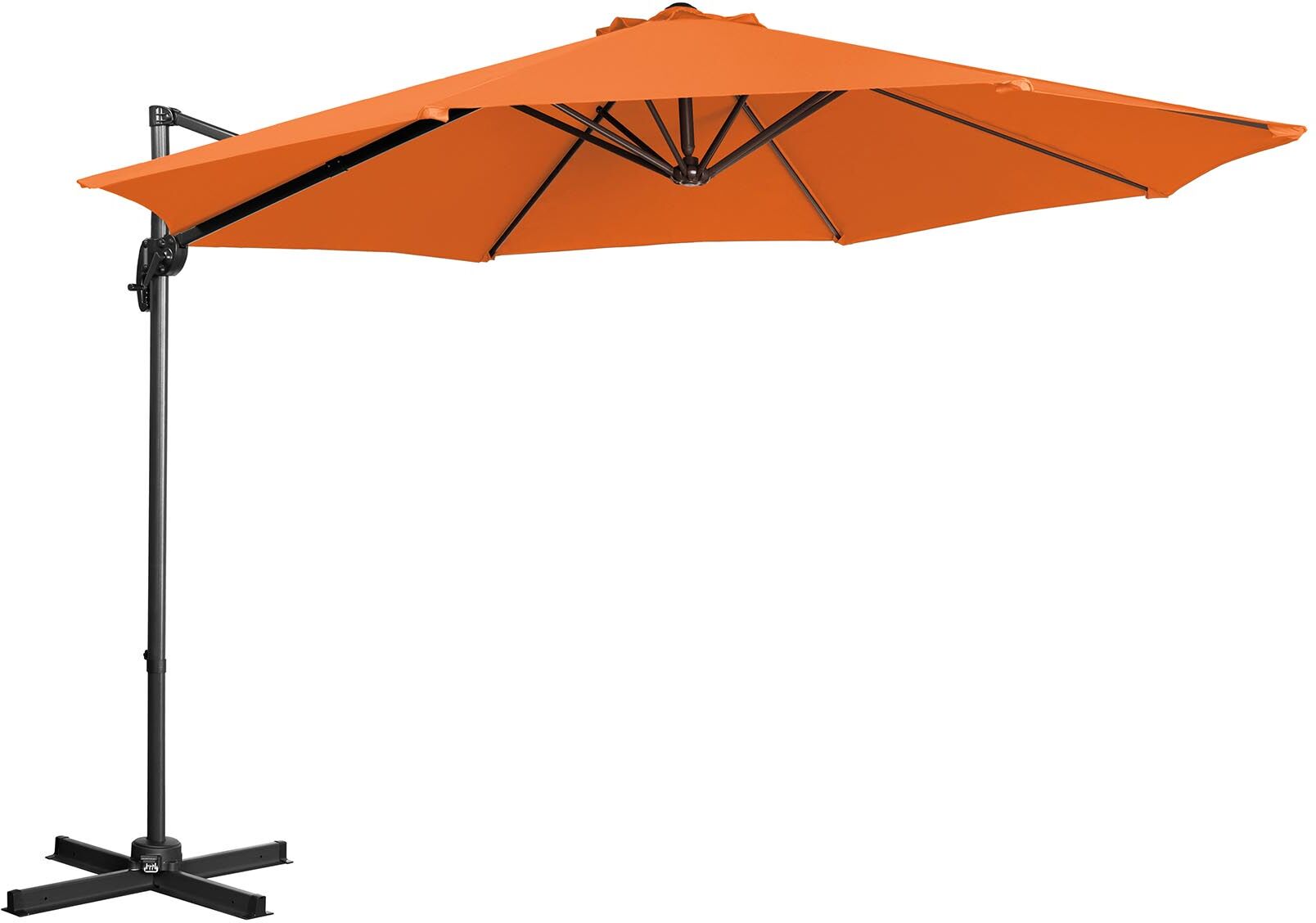 Uniprodo Ampelschirm - orange - rund - Ø 300 cm - drehbar 10250096