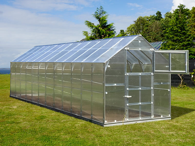 Dancover Gewächshaus Polycarbonat TITAN Classic 480, 14,4m², 2,35x6,12m, Silber