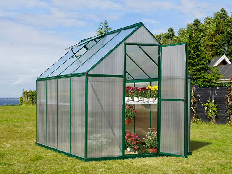 Dancover Gewächshaus Polycarbonat 4,6m², Palram/Canopia, 1,85x2,47x2,08m, grün