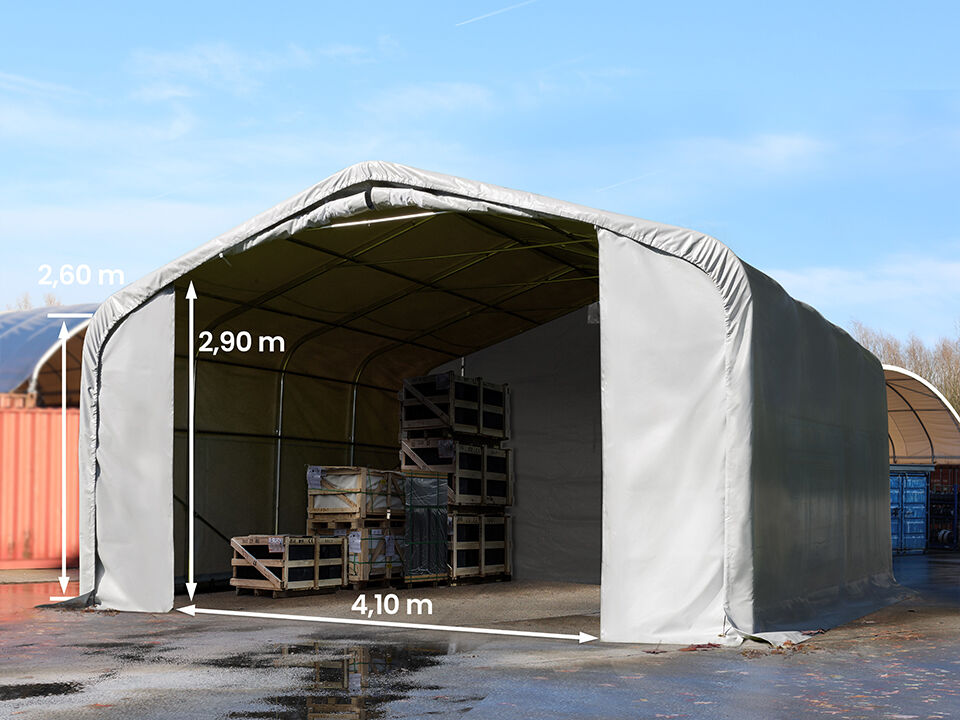 TOOLPORT Zelthalle 6x6m PVC 550 g/m² grau wasserdicht Industriezelt