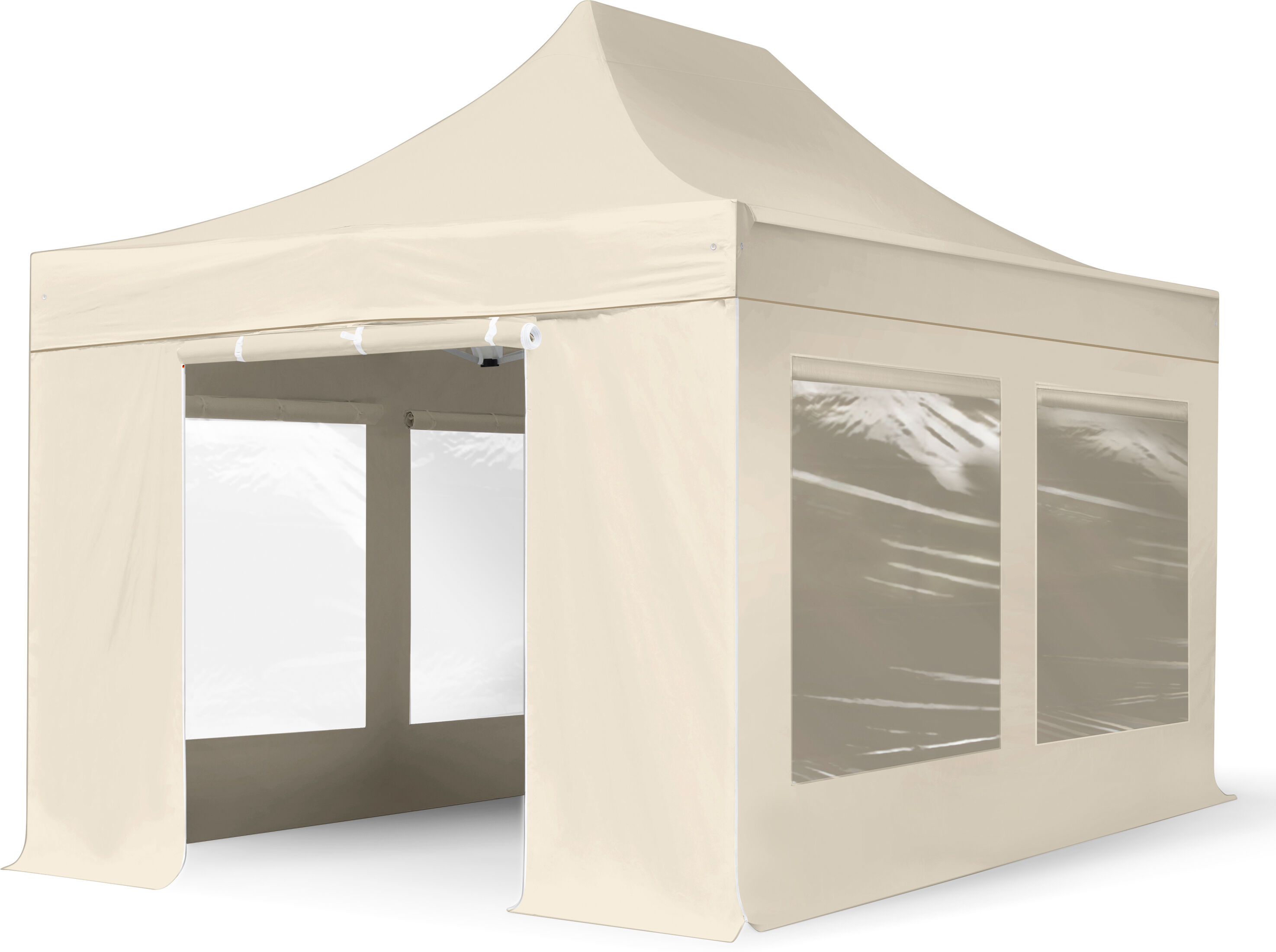 TOOLPORT Faltpavillon 3x4,5m Hochleistungspolyester 350 g/m² creme wasserdicht Faltzelt, Klappzelt