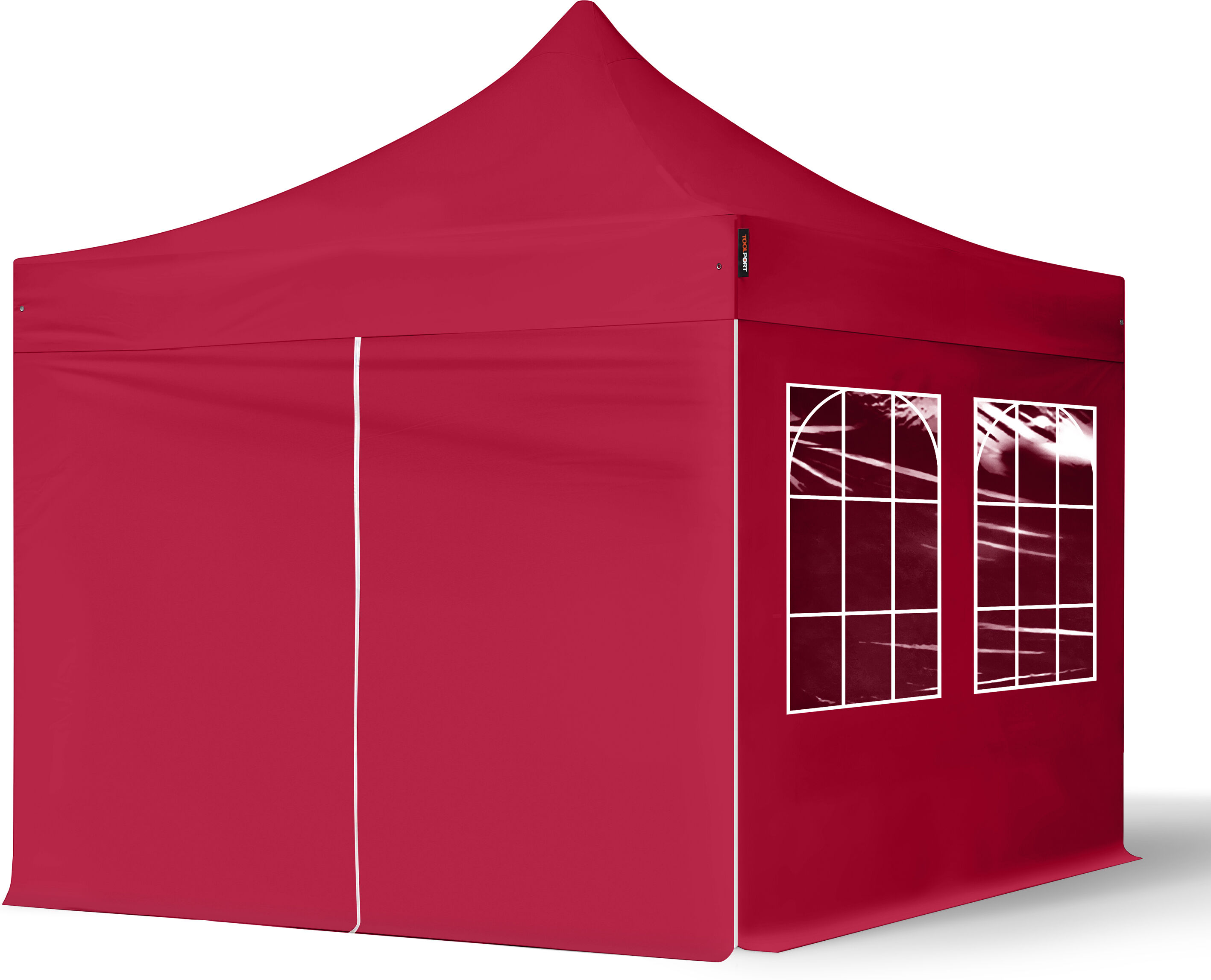 TOOLPORT Faltpavillon 3x3m Hochleistungspolyester 300 g/m² rot wasserdicht Faltzelt, Klappzelt