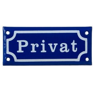 Grunne Emalje Sign Private Blue