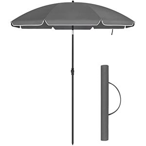 SONGMICS 1,6 m parasol, parasol, glasfiberribber, grå