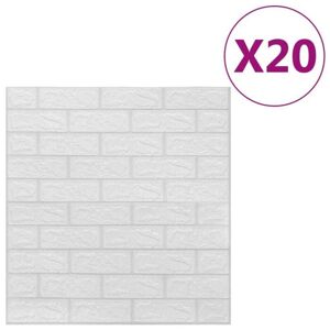 vidaXL 3D vægklistermærker med mursten selvklæbende 20 stk. hvid
