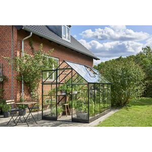 Halls Qube 610 6,4 m² sort m/ 3 mm hærdet glas - drivhus