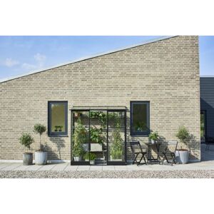 Halls Drivhus Qube Lean-to 26 sort m/ 3 mm hærdet glas  - F09935