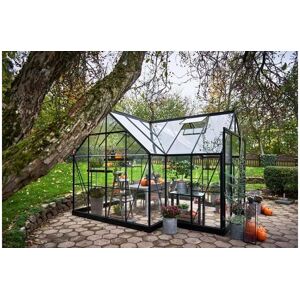 Halls Drivhus Garden Room sort m/3 mm hærdet glas - F09891