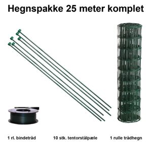 NSH Nordic A/S 25 Meter Havehegn Inkl. 10 Stk. Tentorpæle Og 60 Meter Bindetråd - Maskestr. 10x10 Cm H:90 Cm