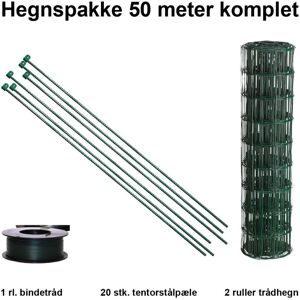 NSH Nordic A/S 50 Meter Havehegn Inkl. 20 Stk. Tentorpæle Og 60 Meter Bindetråd - Maskestr. 10x10 Cm H:90 Cm