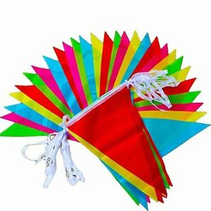 80m-farverige bunting Trekant Flag Bryllupsfest Udendørs Banner Decor Newcolor1stk)