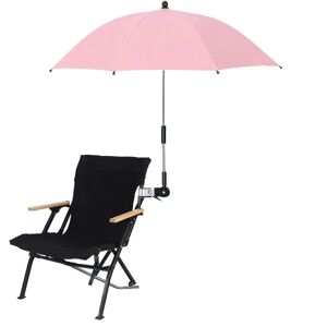 Stoleparaply med universalklemme,UPF 50+ klips på parasol til terrassestol Strandstole Kørestole Golfvogne（lyserøde）