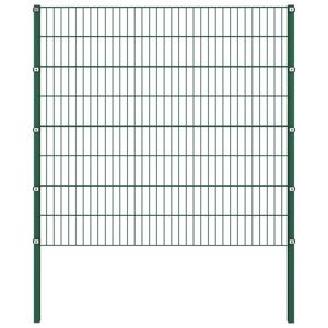 vidaXL hegnspanel med stolper 1,7 x 1,6 m jern grøn