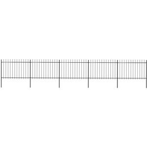 vidaXL havehegn med spydtop 8,5 x 1,2 m sort stål