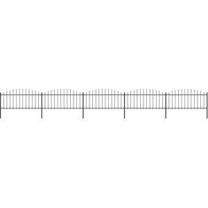 vidaXL havehegn med spydtop (0,5-0,75) x 8,5 m sort stål