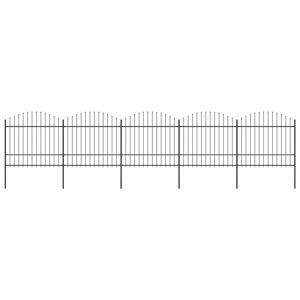 vidaXL havehegn med spydtop (1,5-1,75) x 8,5 m sort stål