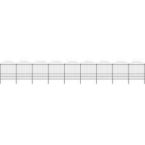 vidaXL havehegn med spydtop (1,75-2) x 15,3 m sort stål