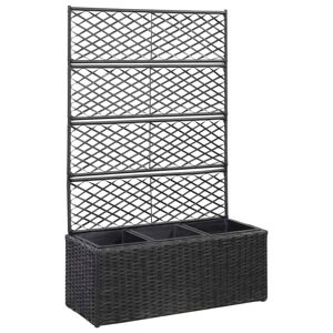 vidaXL espalier med plantekasse 3 krukker 83x30x130 cm polyrattan sort