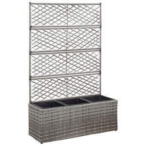 vidaXL espalier med plantekasse 3 krukker 83x30x130 cm polyrattan grå