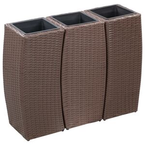 vidaXL plantekrukker 3 stk. polyrattan brun