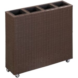 vidaXL hævet plantekasse med 4 krukker 80x22x79 cm polyrattan brun