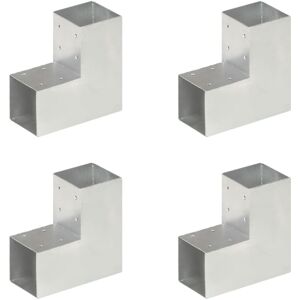 vidaXL stolpebeslag L-form 4 stk. 91x91 mm galvaniseret metal