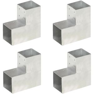 vidaXL stolpebeslag L-form 4 stk. 101x101 mm galvaniseret metal