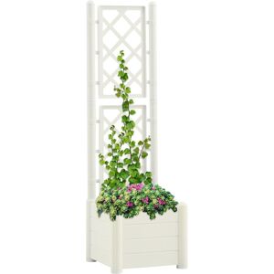 vidaXL plantekasse med espalier 43x43x142 cm PP hvid