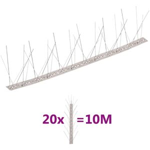 vidaXL fuglepigge i 5 rækker sæt med 20 stk. 10 m rustfrit stål