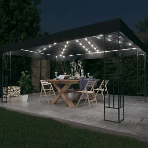 vidaXL pavillon med LED-lyskæder 3x4 m stof antracitgrå