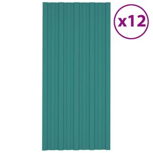 vidaXL tagplader 12 stk. 100x45 cm galvaniseret stål grøn