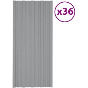 vidaXL tagplader 36 stk. 100x45 cm galvaniseret stål grå