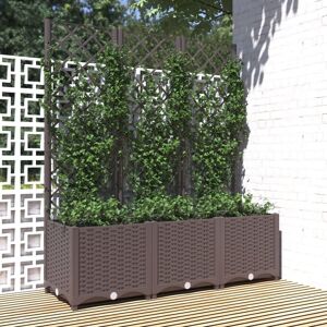 vidaXL plantekasse med espalier 120x40x136 cm PP brun